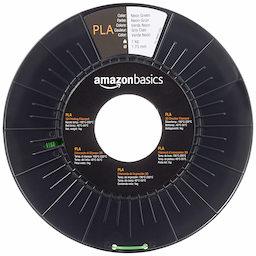 image représentant le filament Amazon Basics Filament PLA pour imprimante 3D, 1,75 mm, Néon Vert, Bobine, 1 kg 