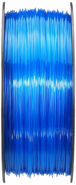 image représentant le filament Amazon Basics Filament PETG pour imprimante 3D 1,75 mm Bleu translucide Bobine 1 kg